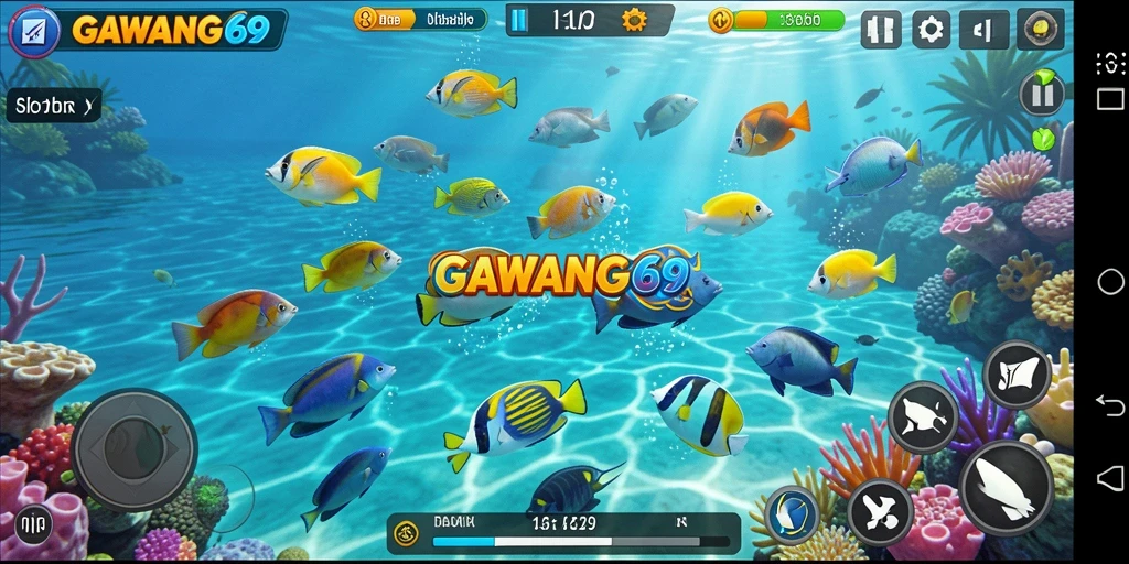 Screenshot dari gameplay menarik GAWANG69 saat berburu ikan.