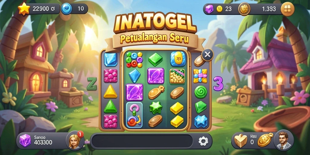 Tampilan gameplay seru INATOGEL dengan tantangan Match-3 yang mengasyikkan.