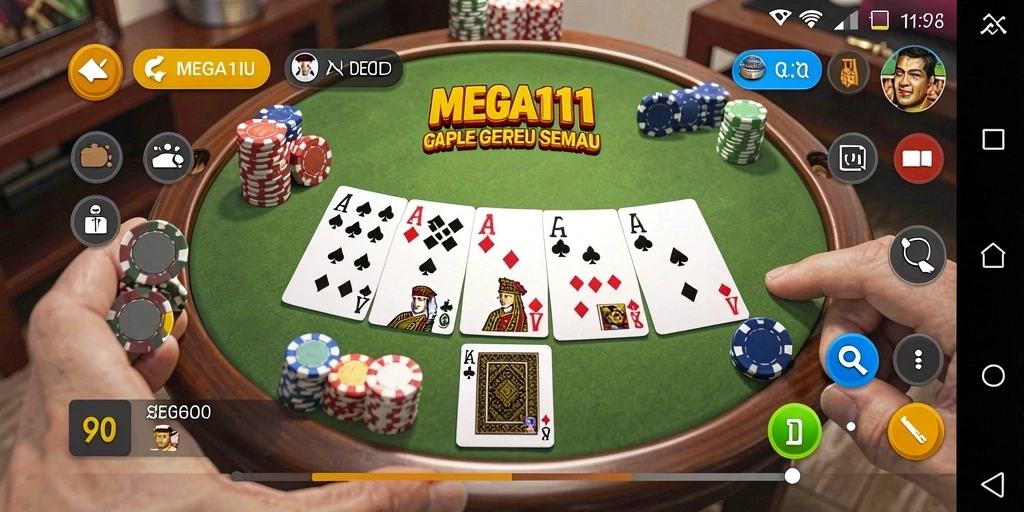 Tampilan gameplay seru dalam permainan Gaple MEGA111.