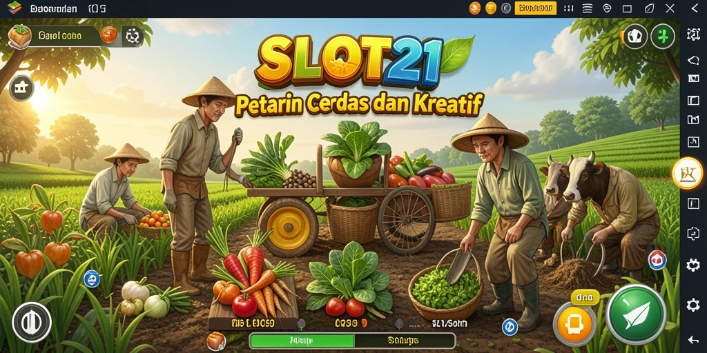 Tampilan screenshot gameplay yang menggambarkan ladang subur dan hewan peliharaan.