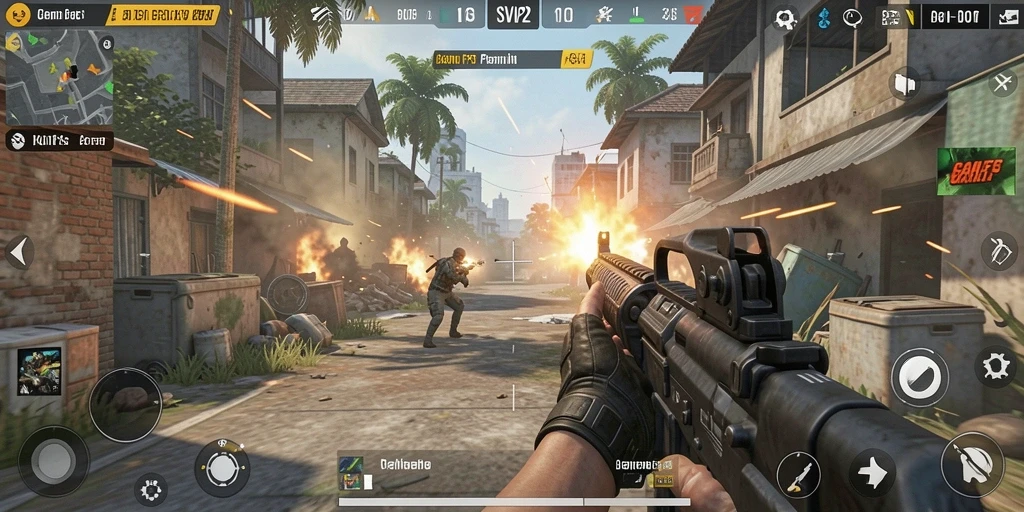 Tampilan gameplay menarik dari SVIP2 dalam pertempuran FPS.