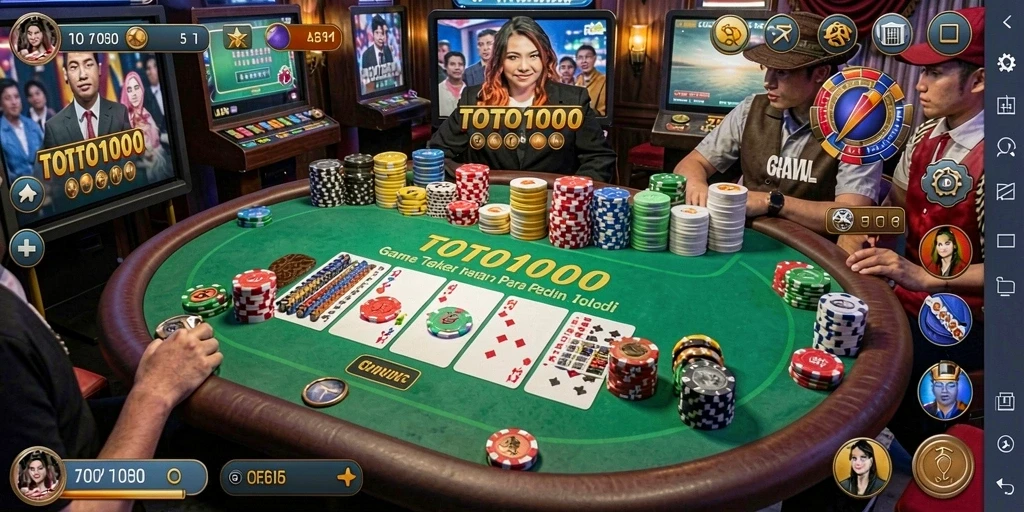 Gameplay poker seru di TOTO1000 dengan banyak pemain online.